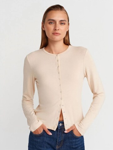 Dilvin Knit Cardigan in Beige: front