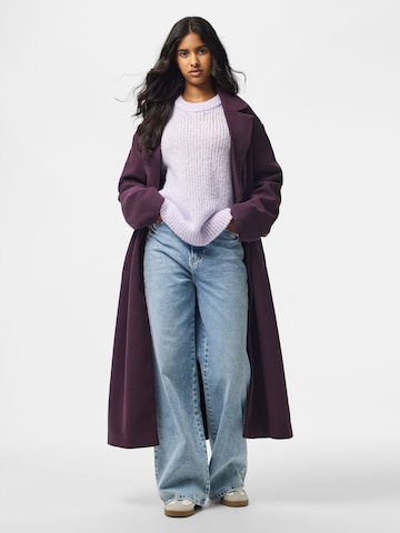 PIECES Between-seasons coat in Purple