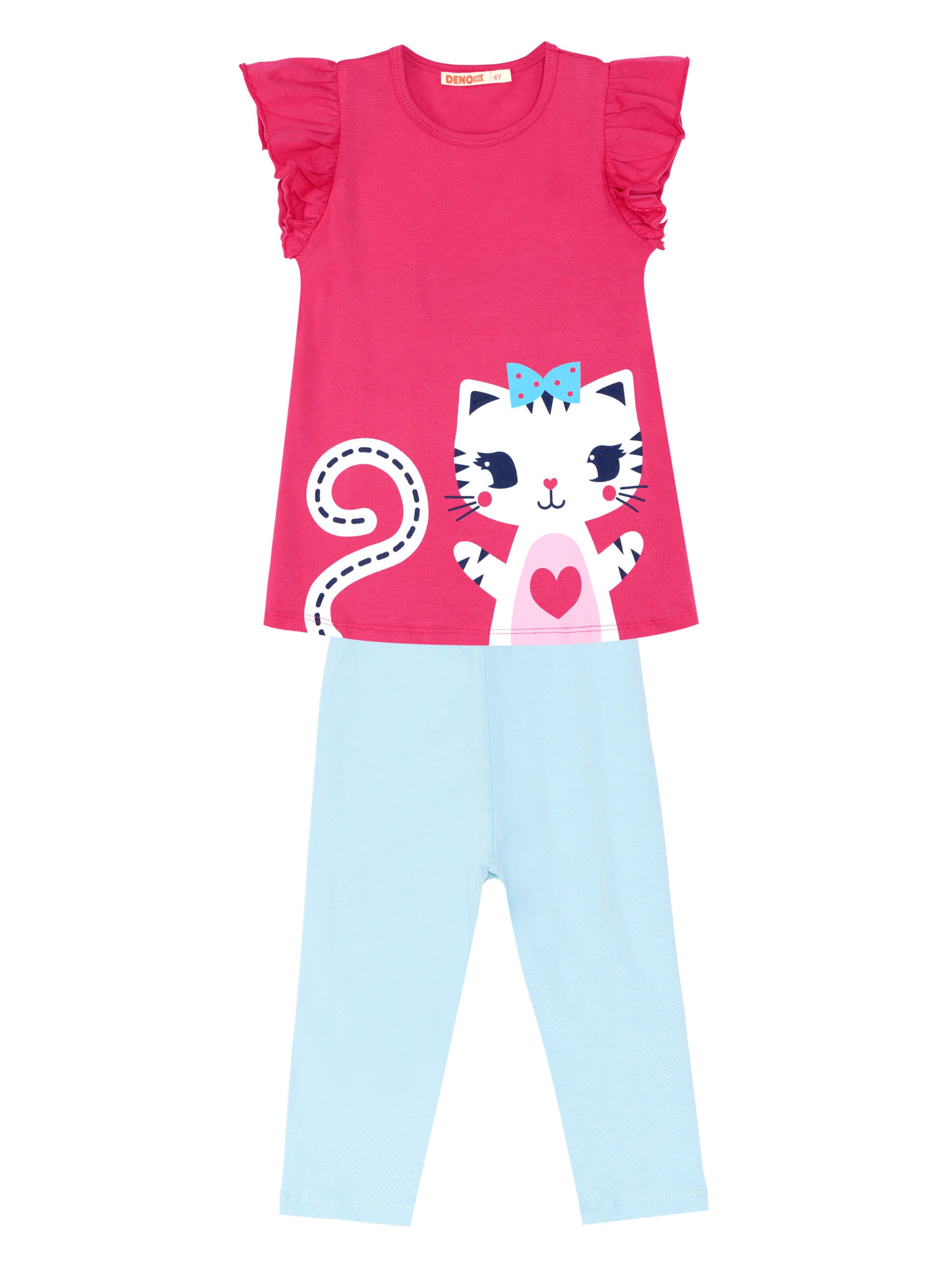 Denokids Trainingspak 'Cat' in Roze: voorkant