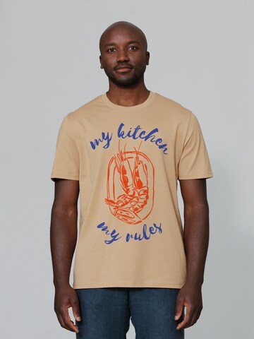 Watapparel Shirt 'My Kitchen My Rules' in Beige: front