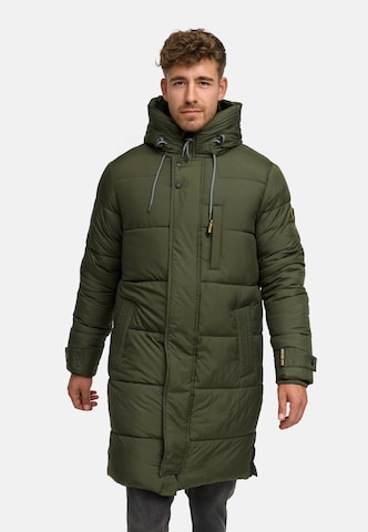 INDICODE JEANS Winterjas 'Studs' in Groen: voorkant