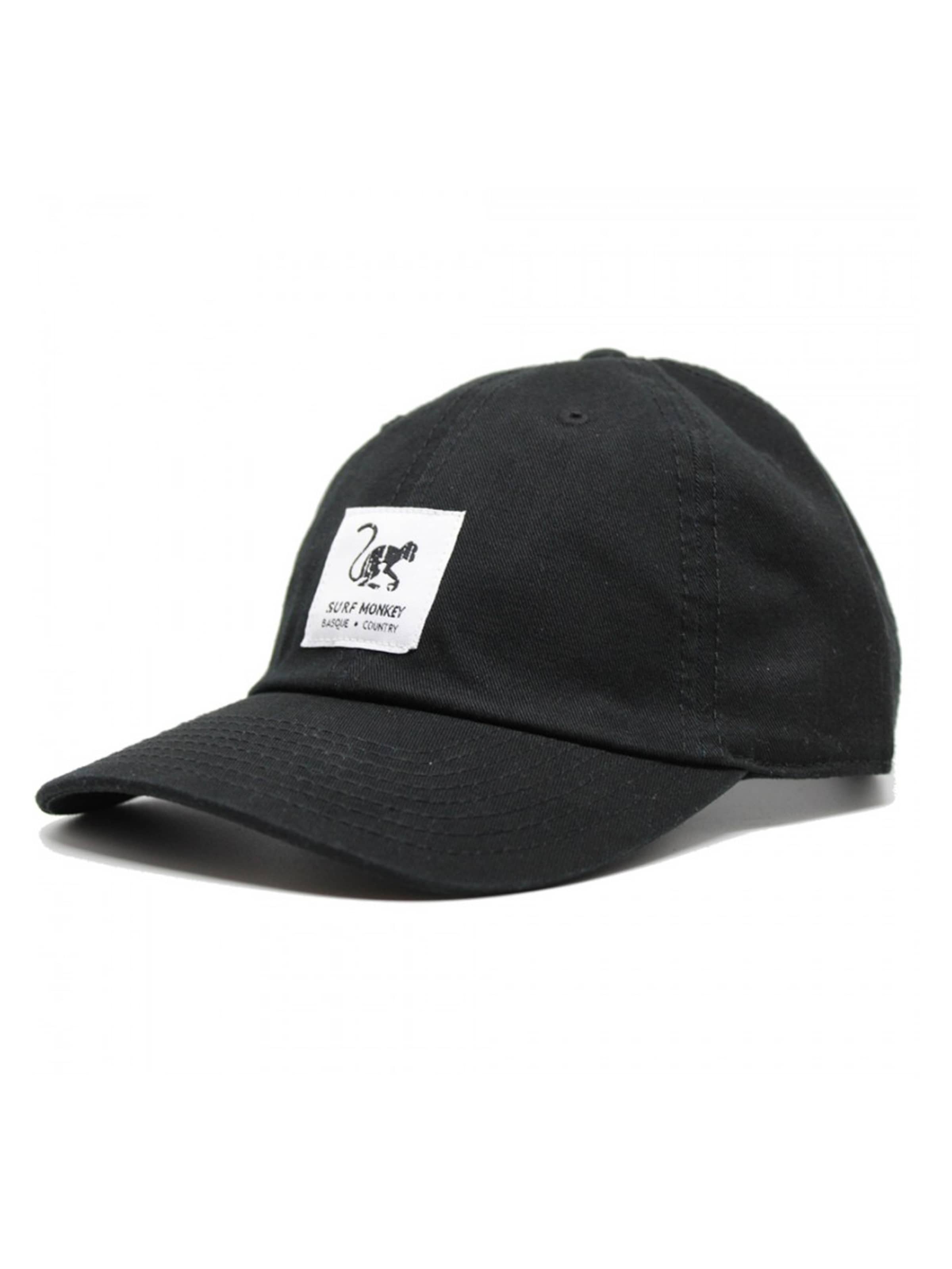 Surf Monkey Athletic Cap in Black: front