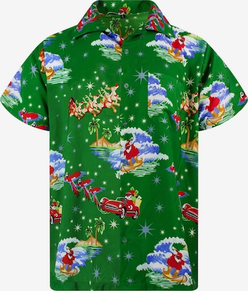 King Kameha Hemd 'Christmas Surf Santa' in Grün: Vorderseite