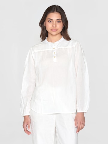 KnowledgeCotton Apparel Blouse in White: front