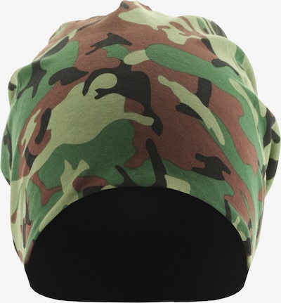 MSTRDS Bonnet 'Beanie' en marron / vert / vert clair, Vue avec produit