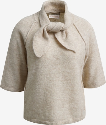 Smith&Soul Kurzarm-Pullover mit Schalkragen in Beige: Vorderseite