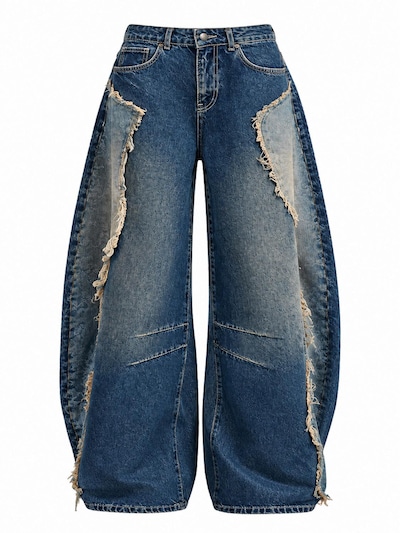 IT'S BASIC Jeans 'PATCHED BARREL MID RISE JEANS' in 34/30 in nachtblau, Produktansicht