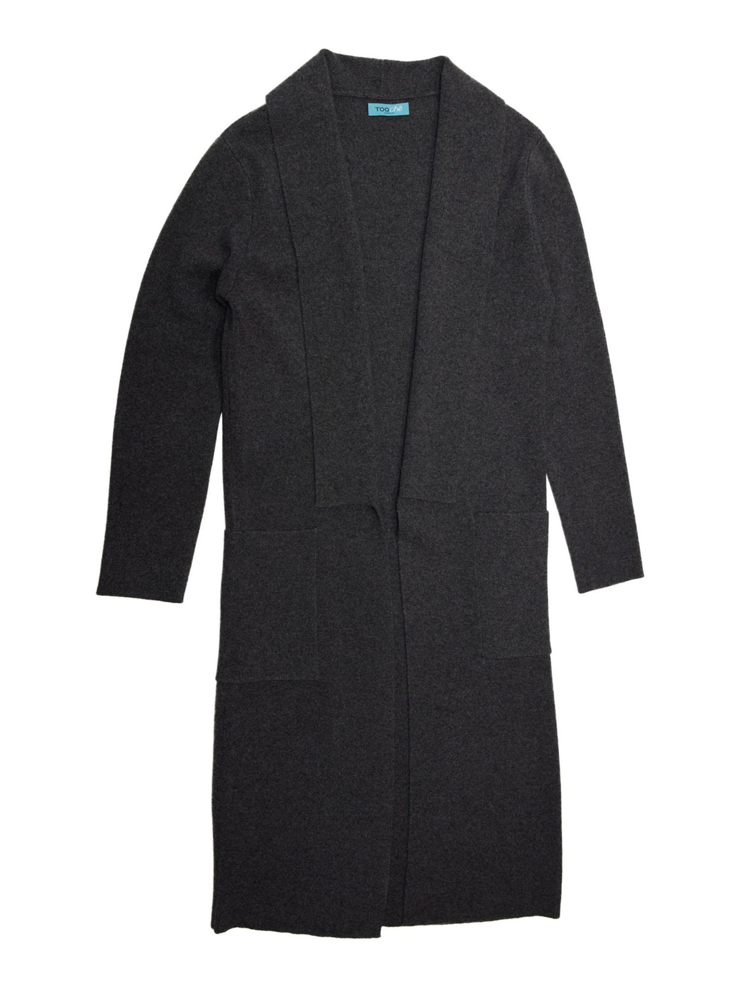 TOOche Knitted Coat in Grey: front