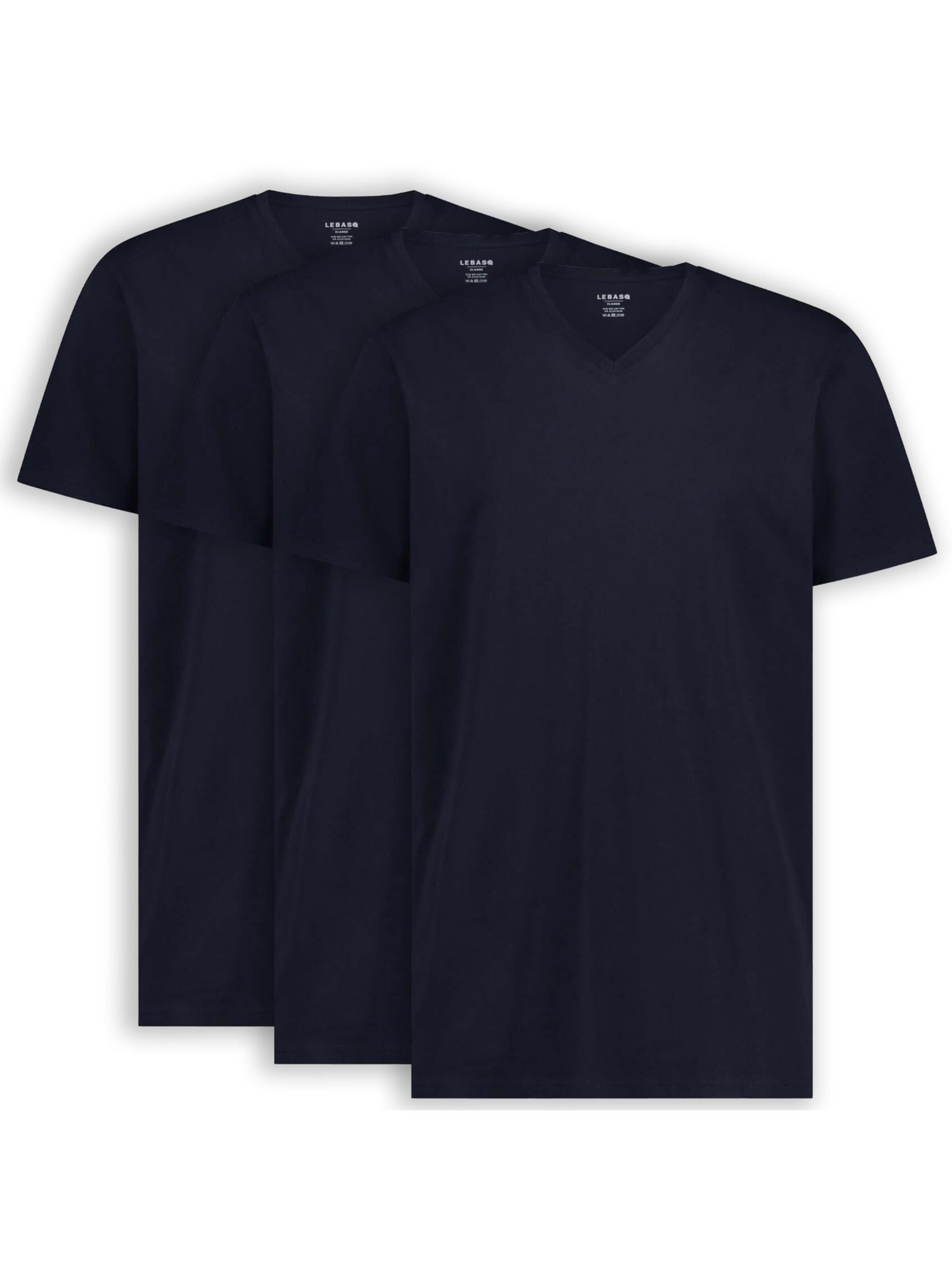 LEBASQ Shirt 'Davis V Neck Long Fit' in Blue: front