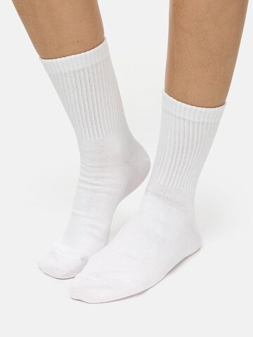 Chaussettes ' Good Vibes Motiv Statement Socken Tennissocken ' Nur Die en blanc : devant