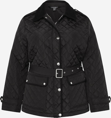 Palton de primăvară-toamnă de la Lauren Ralph Lauren Plus pe negru: față