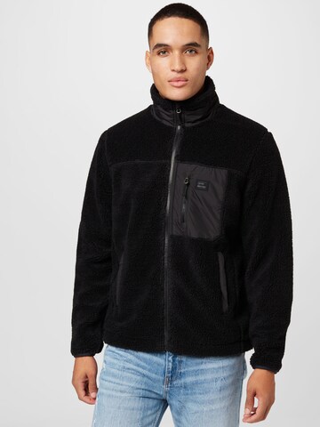 Vintage Industries Fleece jacket 'Kodi' in Black: front