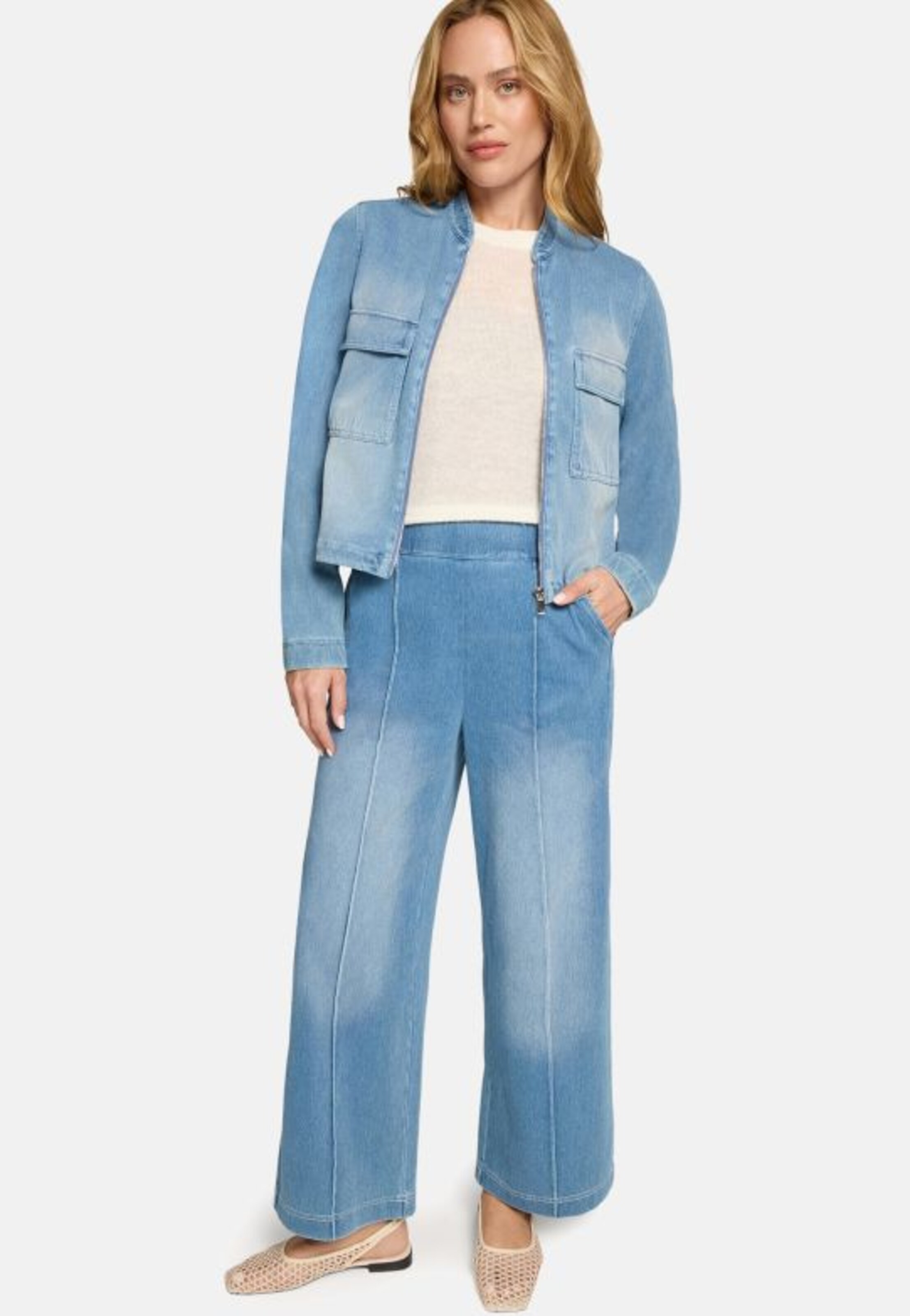 zero Jeansjacke mit Reißverschluss in Blau