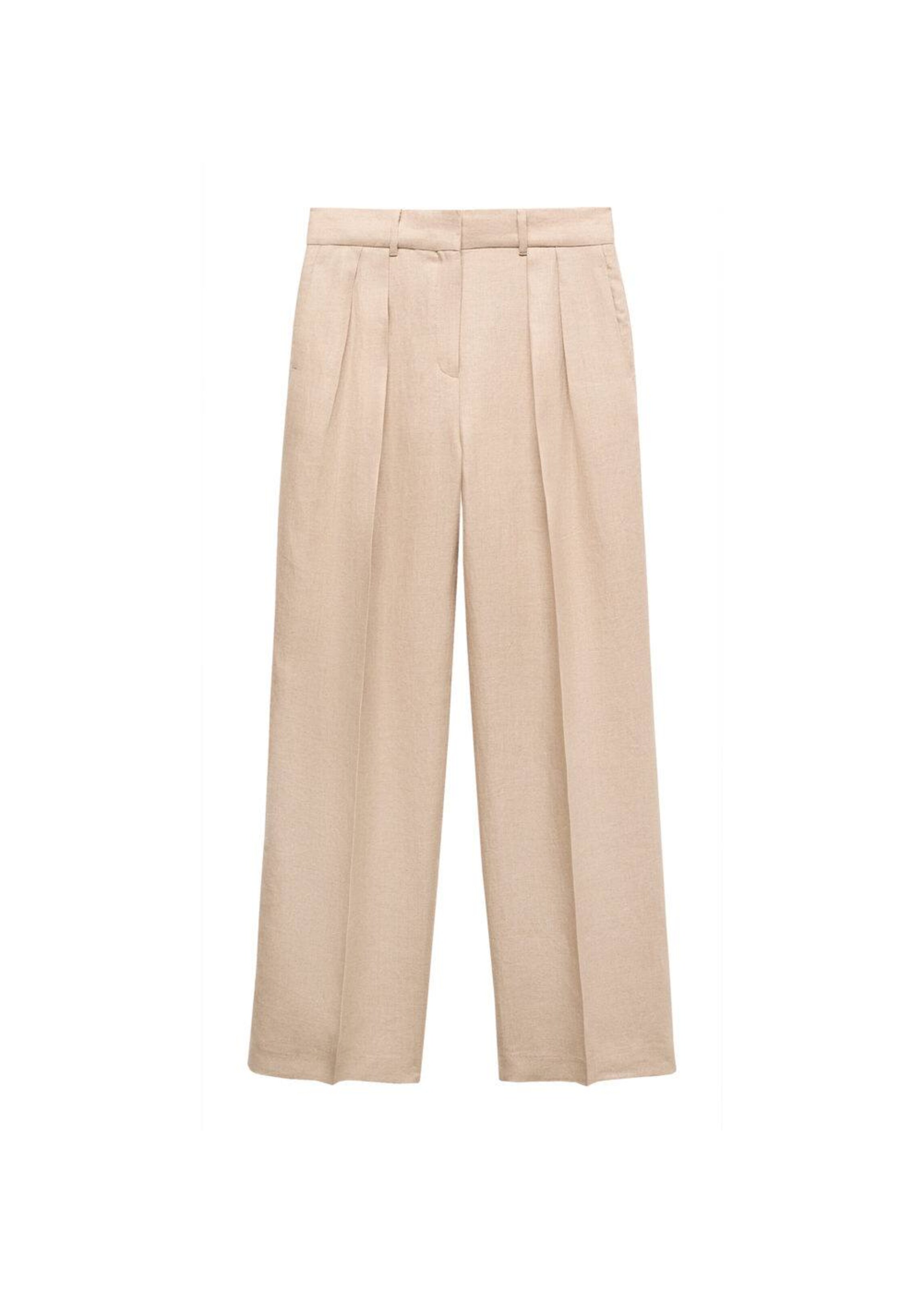 MANGO Loose fit Trousers with creases 'Maena' in Beige: front