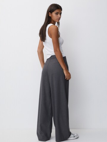 Pull&Bear Wide leg Trousers with creases in Grey