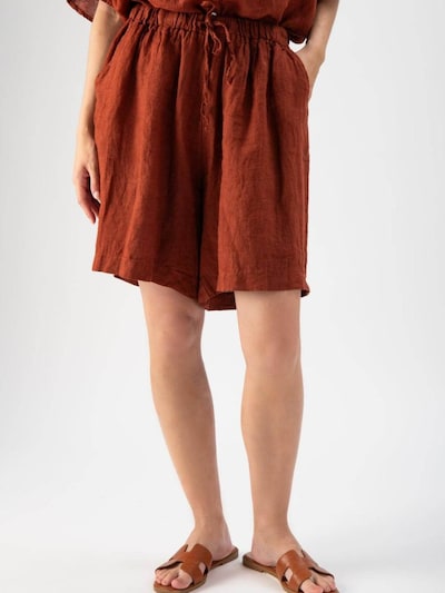 MND Bukser 'Linen shorts with drawstring' i rødmeleret, Produktvisning
