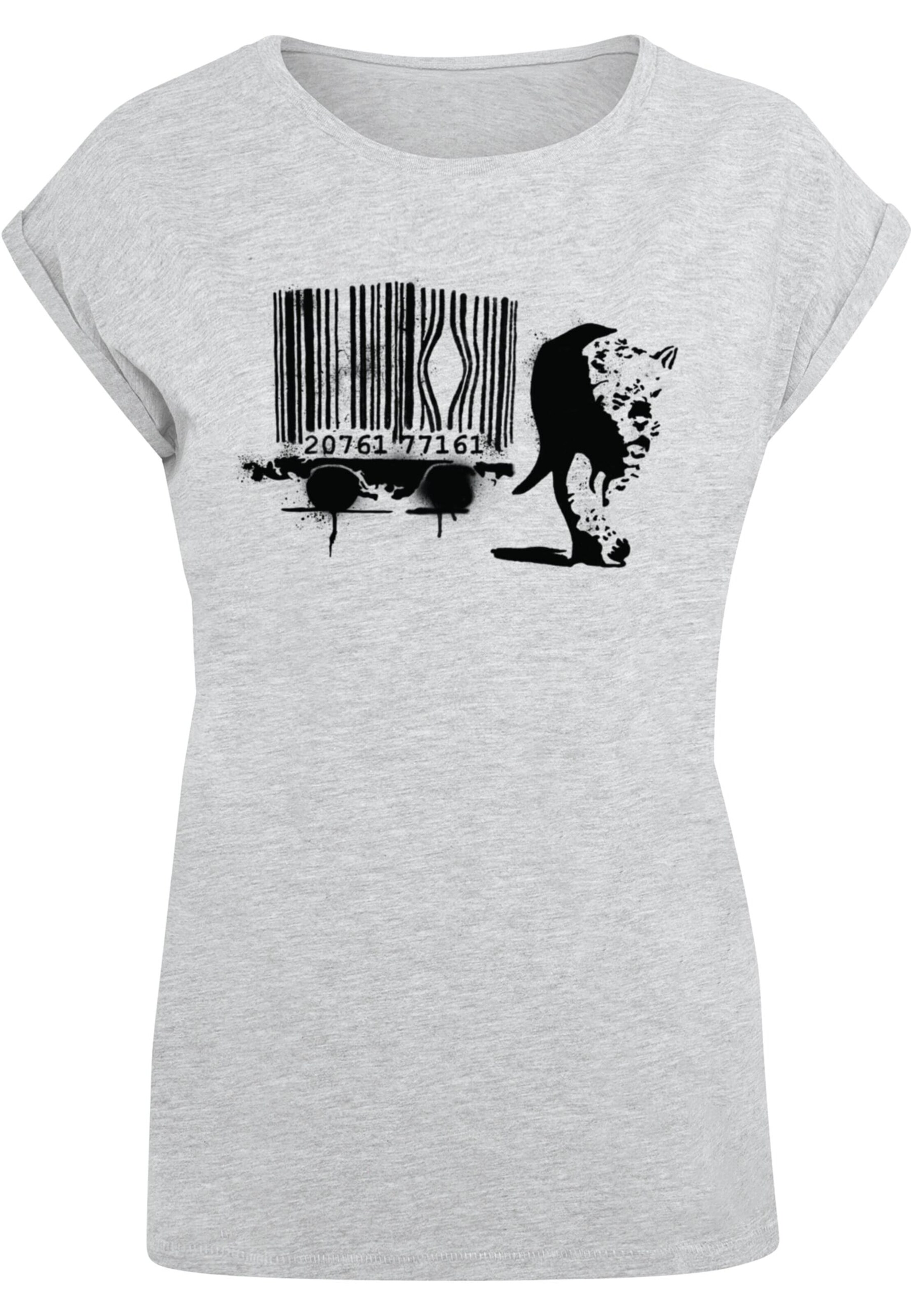 Merchcode Shirt 'Barcode Leopard Circle' in Grijs: voorkant
