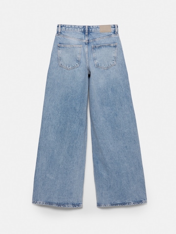 Pull&Bear Wide leg Jeans in Blauw