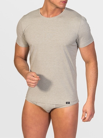 zd ZERO DEFECTS Undershirt 'Crew-Neck T-shirt Soya Yarn' in Grey: front