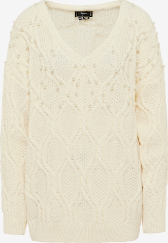 Pullover di faina in bianco: frontale