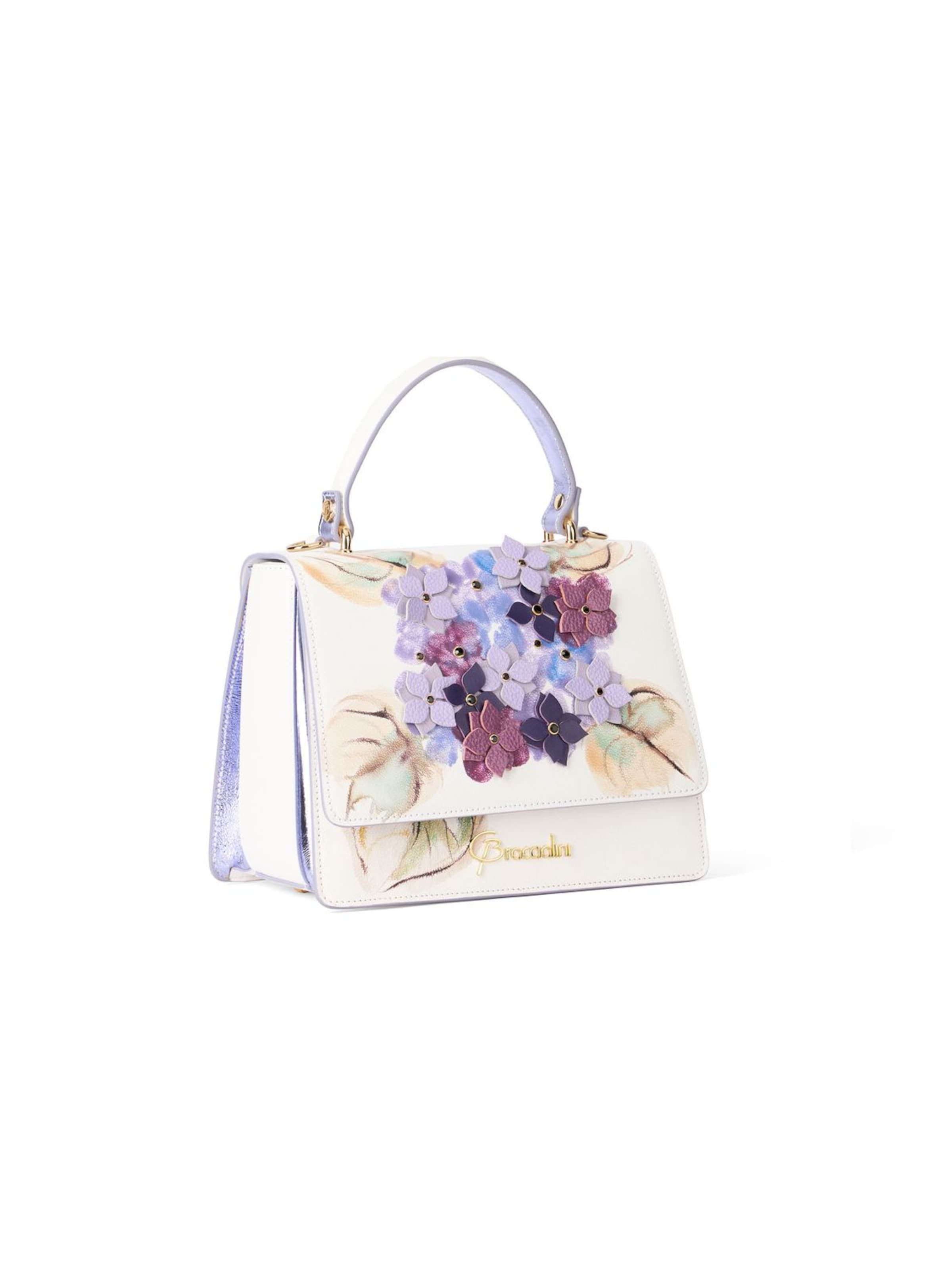 Borsa a mano 'Penelope Ortensie' di Braccialini in bianco
