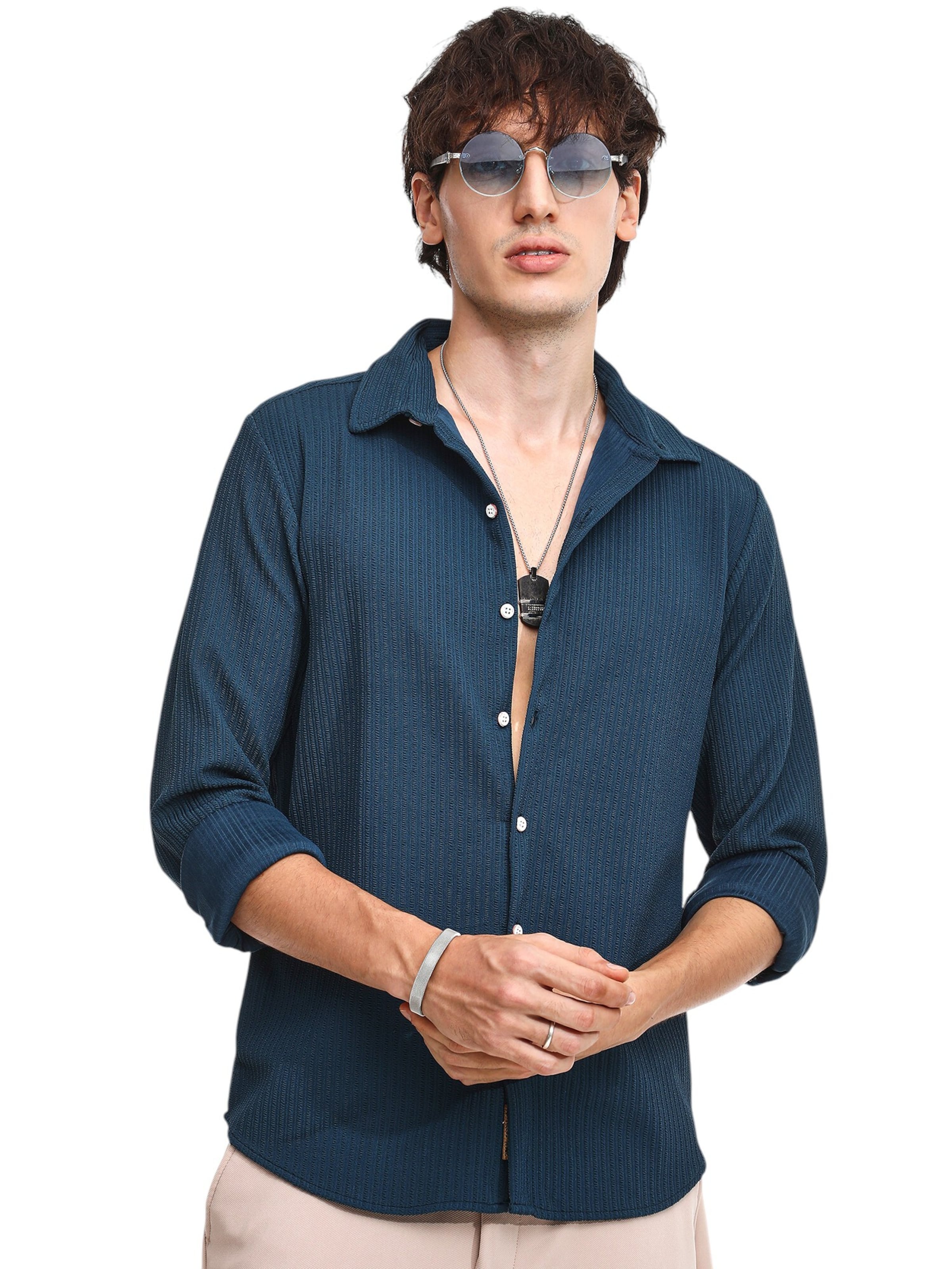 Campus Sutra Rovný strih Košeľa 'Tierra' - Modrá