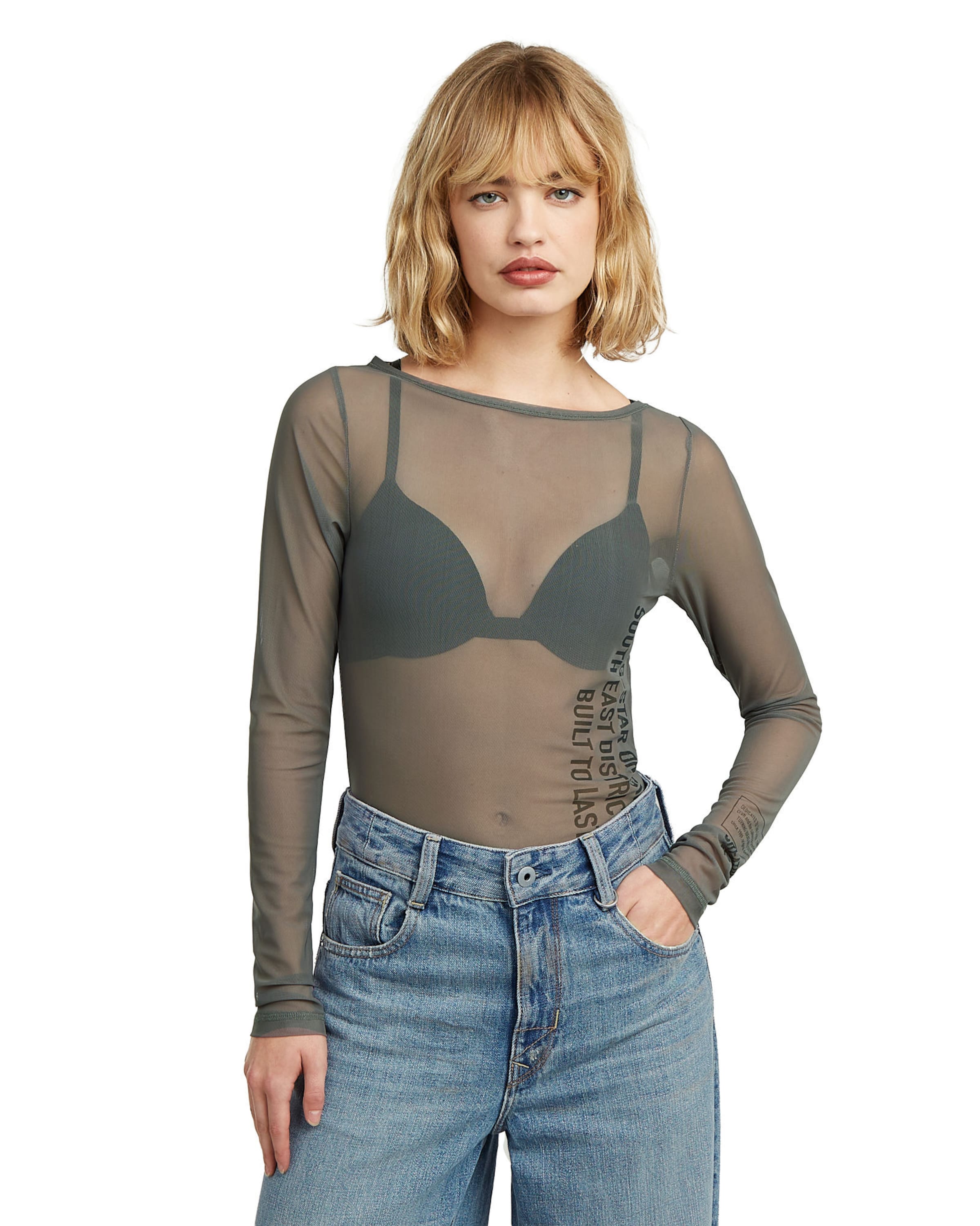 G-STAR Shirt 'Stencil Boat Slim' in Bruin