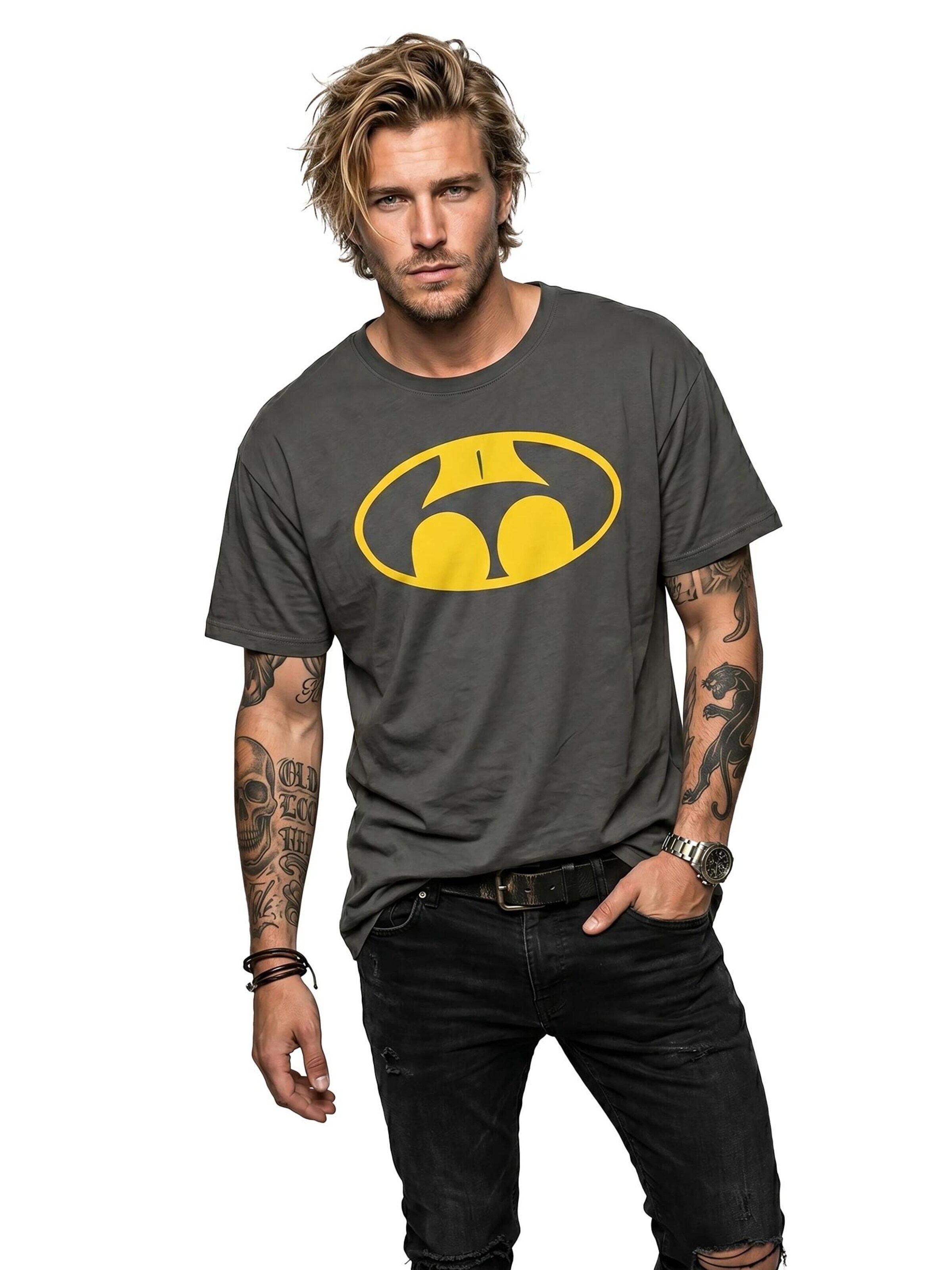 MAKAYA Shirt 'Buttman' in Grey