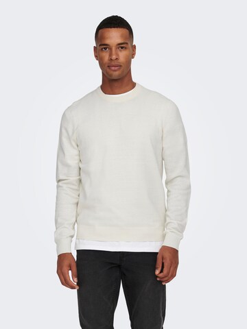 Pull-over 'REX' Only & Sons en blanc : devant