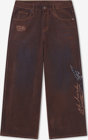 Ed Hardy Wide Leg Jeans 'Signature Eagle' in Braun: Vorderseite