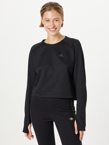 ADIDAS SPORTSWEAR - Camiseta funcional 'Run Icons 3-Stripes Warm' en negro: frente