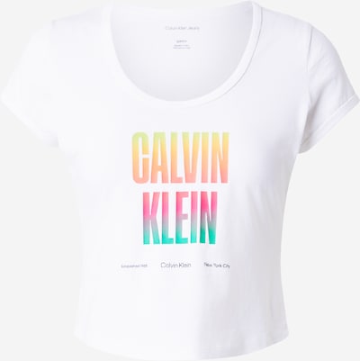 XXS dydžio Marškinėliai 'Pride' iš Calvin Klein Jeans, spalva – geltona / mandarinų spalva / rožinė / balta, Prekių apžvalga