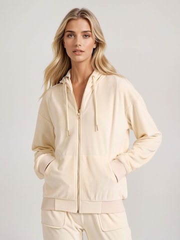 Funky Buddha - Sudadera con cremallera en beige: frente