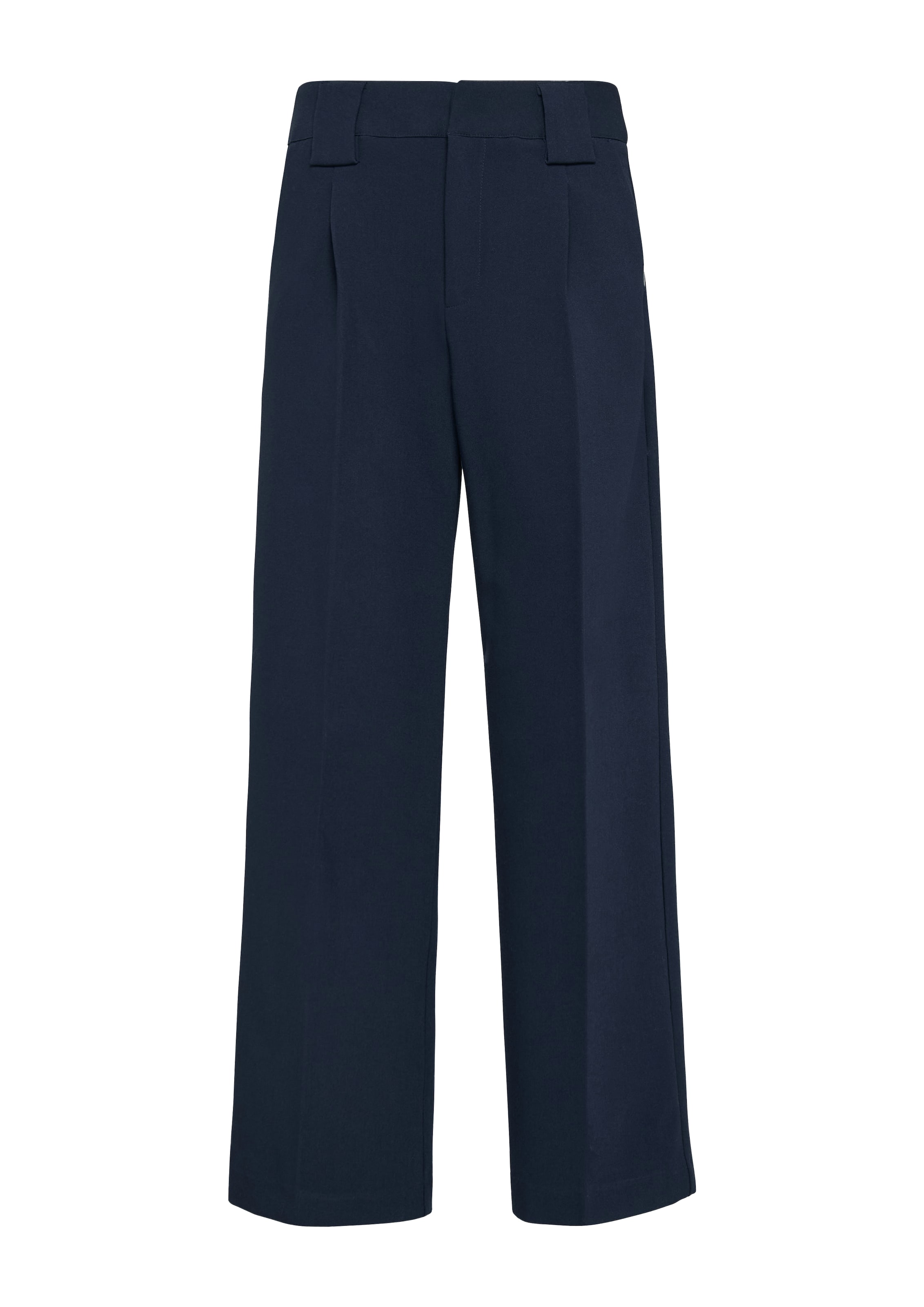 QS Wide leg Pleat-Front Pants in Blue: front