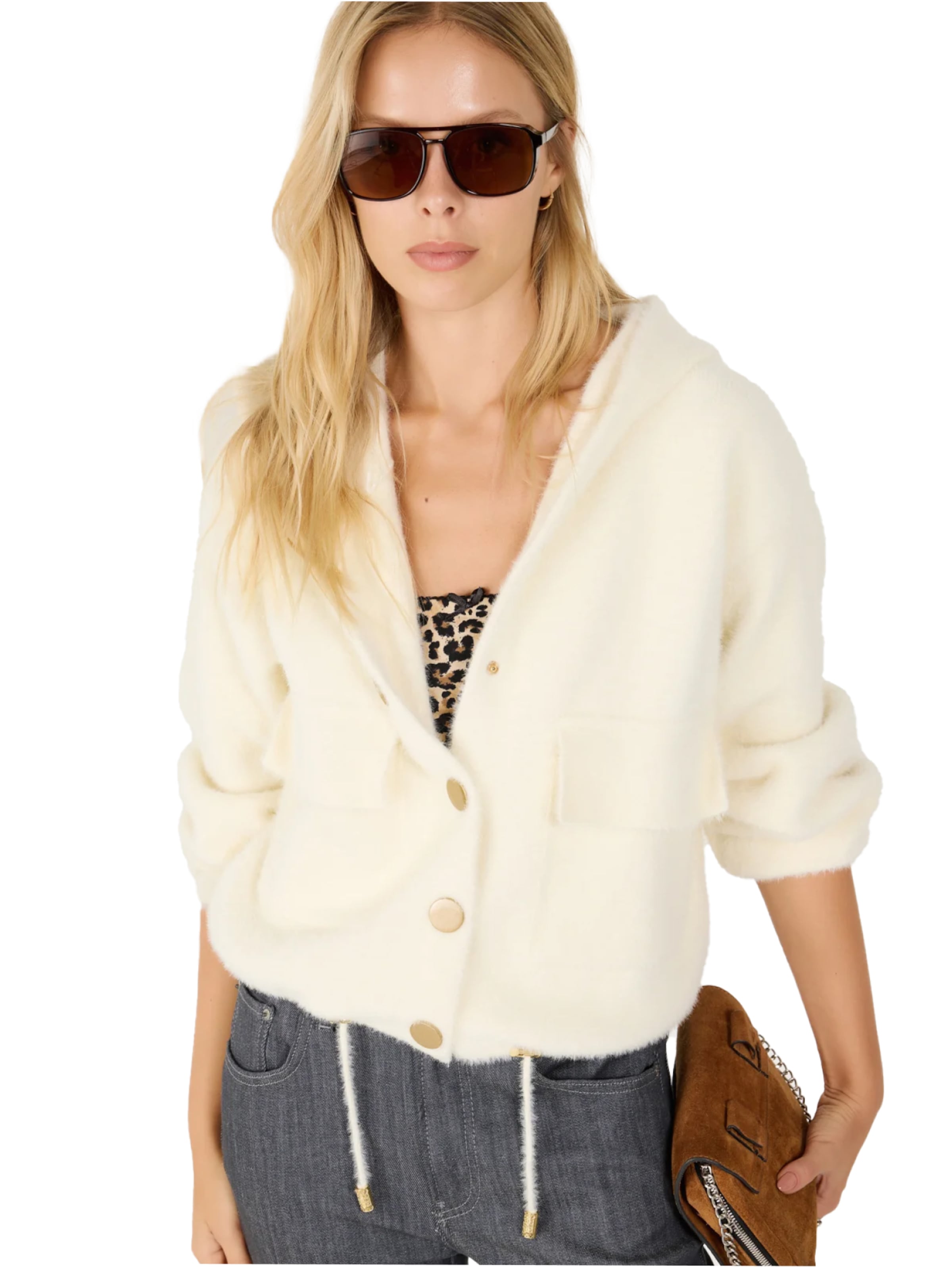 No Matter What Strickjacke in Weiß: Vorderseite