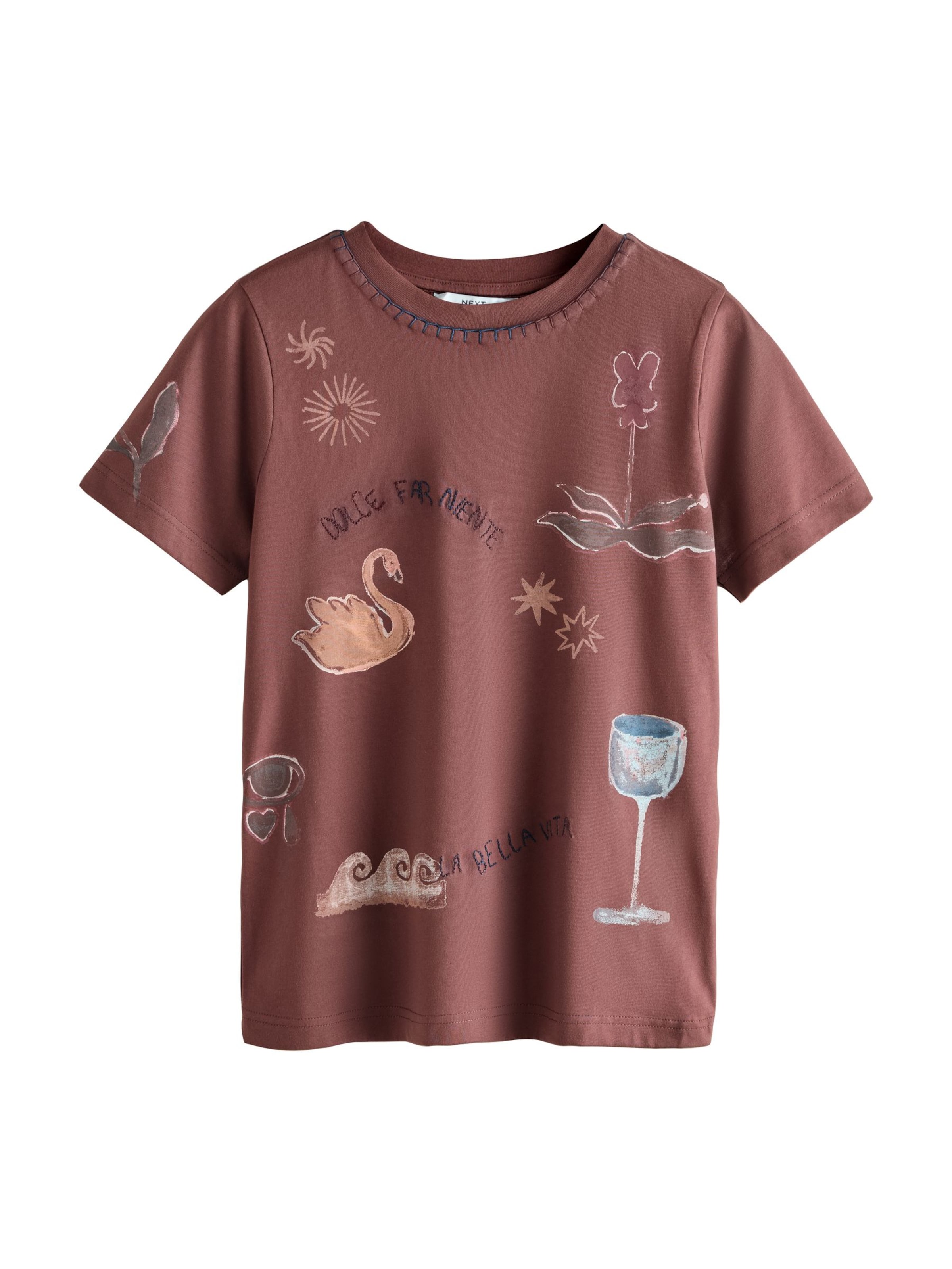 T-shirt Next en marron : devant
