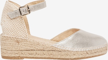Alhamas - Sandalias con hebilla 'Alpargata Cuña 5 cm' en plata: frente