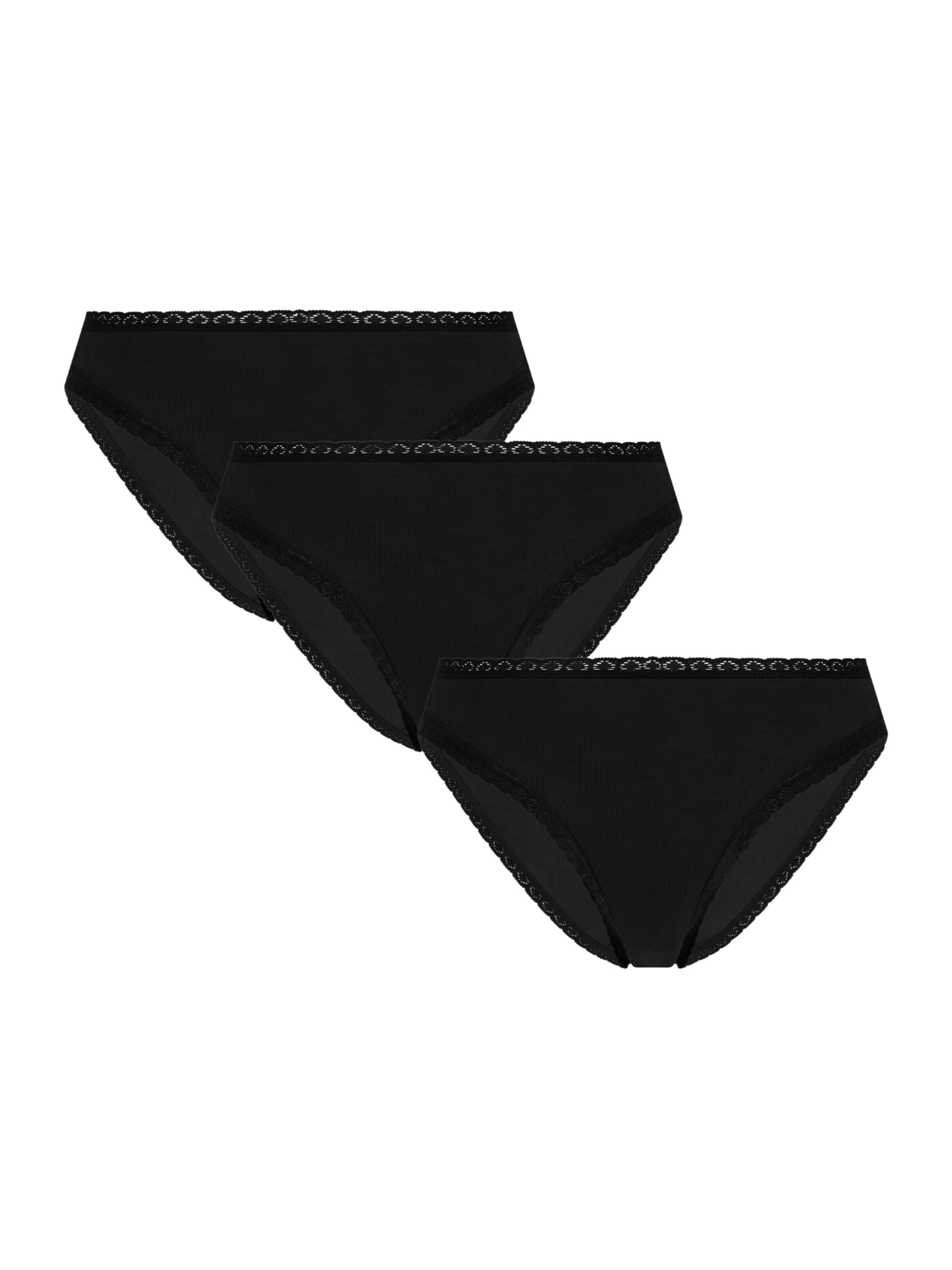 Albero Natur Panty 'Bio-Baumwoll-Slip mit Spitze – 3er Pack' in Black: front