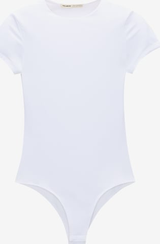 Pull&Bear Блуза боди в бяло: отпред