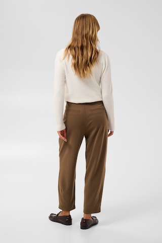 Kaffe Tapered Bandplooibroek 'KAMerle' in Bruin