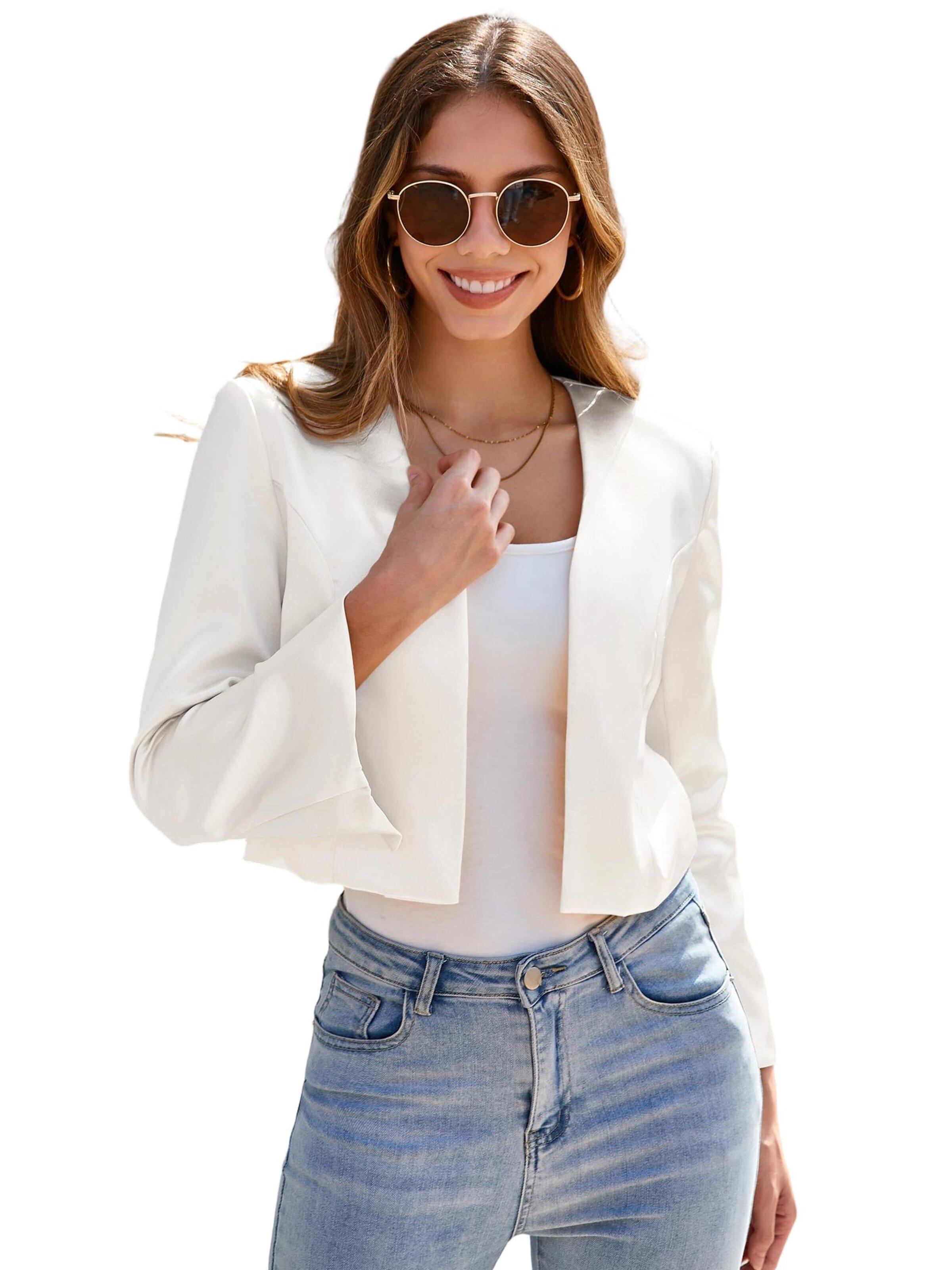 Yesfashion Marynarka w kolorze biały