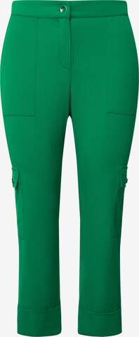 Wide Leg Pantalon cargo Ulla Popken en vert : devant