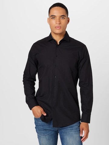 SEIDENSTICKER Regular fit Business shirt in Black: front