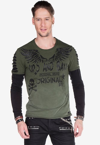 CIPO & BAXX Shirt '2in1 Torn' in Groen: voorkant