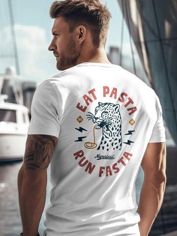 Neverless Shirt 'Eat pasta' in Weiß
