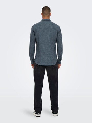 Only & Sons Slim fit Button Up Shirt 'ONSGUDMUND' in Blue