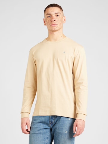 Calvin Klein Jeans T-shirt 'Institutional' i beige: framsida