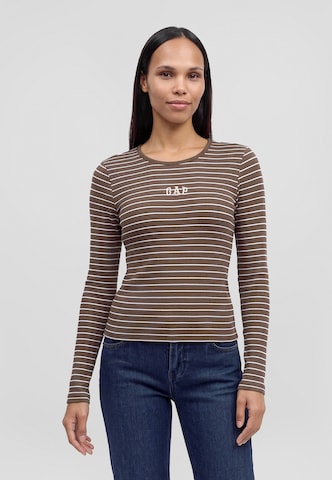 Gap Petite Shirt in Brown: front
