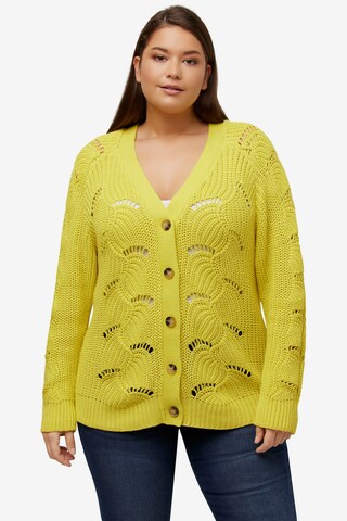 Ulla Popken Knit Cardigan in Yellow: front