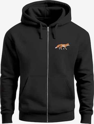 Neverless Sweatjacke 'Fuchs Polygon' in Schwarz: Vorderseite